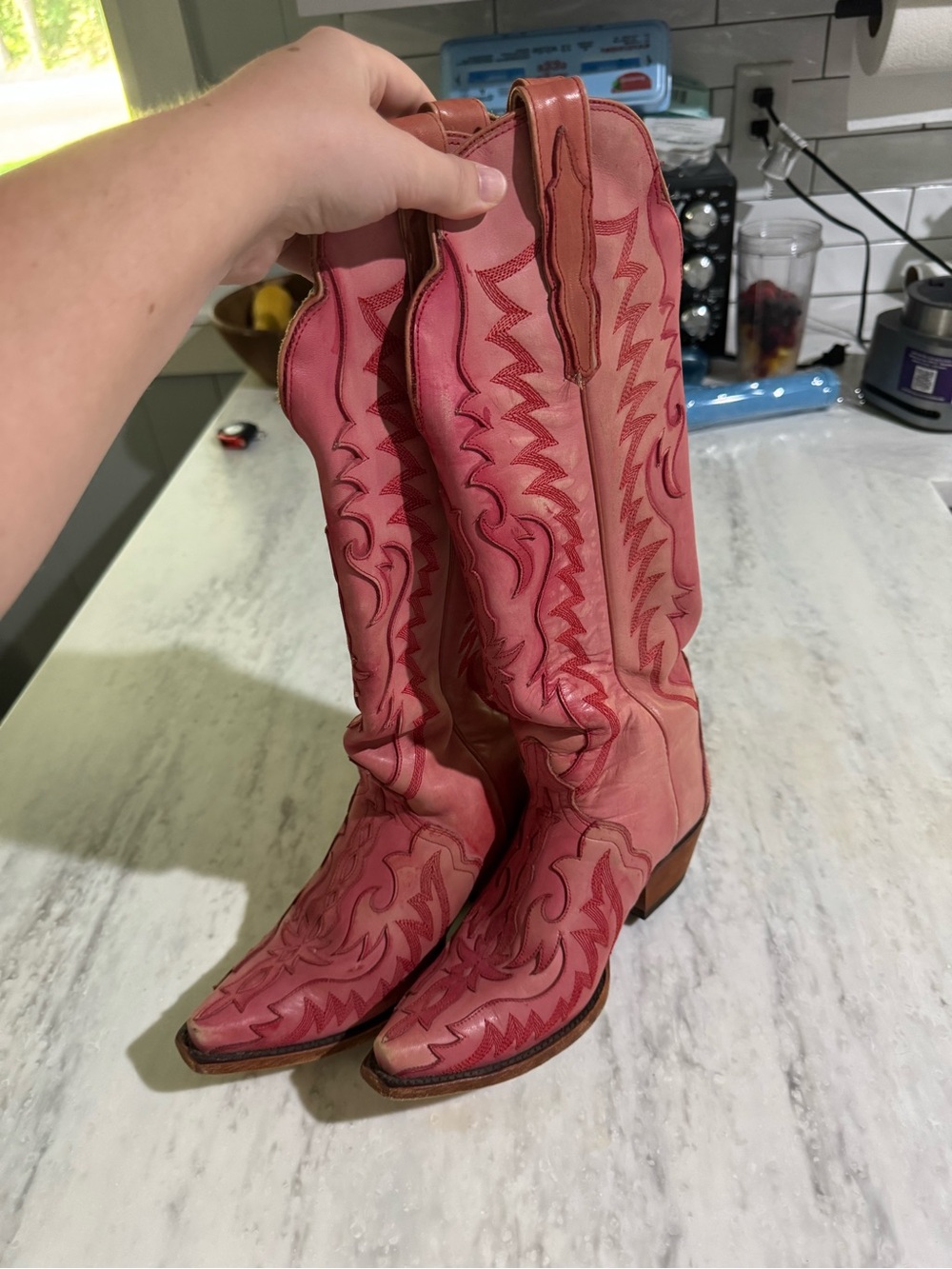 Dan Post Women’s Pink & Red Embroidered Western Cowgirl Boots 6.5